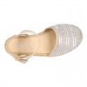 Special Girl CEREMONY espadrille shoes with laminated Raffia and little wedge design.