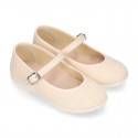 LINEN Cotton canvas Girl Mary Jane shoes with buckle fastening.