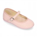 LINEN Cotton canvas Girl Mary Jane shoes with buckle fastening.