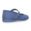 LINEN Cotton canvas Girl Mary Jane shoes with buckle fastening.