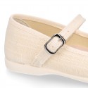 LINEN Cotton canvas Girl Mary Jane shoes with buckle fastening.