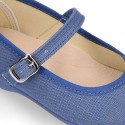 LINEN Cotton canvas Girl Mary Jane shoes with buckle fastening.