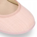 LINEN Cotton canvas Girl Mary Jane shoes with buckle fastening.
