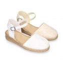 Special Girl CEREMONY espadrille shoes with laces and little wedge design.