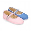 Cotton canvas Stylized Girl Mary Jane shoes combined with LIBERTY design canvas.