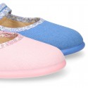 Cotton canvas Stylized Girl Mary Jane shoes combined with LIBERTY design canvas.