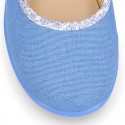 Cotton canvas Stylized Girl Mary Jane shoes combined with LIBERTY design canvas.