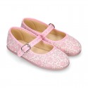 LIBERTY Cotton canvas Stylized Girl Mary Jane shoes.