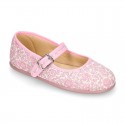 LIBERTY Cotton canvas Stylized Girl Mary Jane shoes.