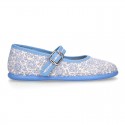 LIBERTY Cotton canvas Stylized Girl Mary Jane shoes.