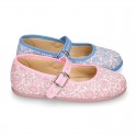 LIBERTY Cotton canvas Stylized Girl Mary Jane shoes.