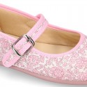 LIBERTY Cotton canvas Stylized Girl Mary Jane shoes.