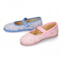 LIBERTY Cotton canvas Stylized Girl Mary Jane shoes.