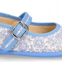 LIBERTY Cotton canvas Stylized Girl Mary Jane shoes.