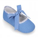 COTTON canvas Little Mary Janes angel style for babies with LIBERTY design.