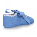 COTTON canvas Little Mary Janes angel style for babies with LIBERTY design.
