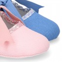 COTTON canvas Little Mary Janes angel style for babies with LIBERTY design.