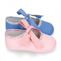 COTTON canvas Little Mary Janes angel style for babies with LIBERTY design.