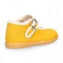 ORGANIC Cotton canvas Girl Mary Jane shoes with buckle fastening.