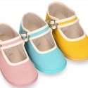 ORGANIC Cotton canvas Girl Mary Jane shoes with buckle fastening.