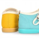 ORGANIC Cotton canvas Girl Mary Jane shoes with buckle fastening.