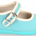 ORGANIC Cotton canvas Girl Mary Jane shoes with buckle fastening.