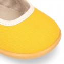 ORGANIC Cotton canvas Girl Mary Jane shoes with buckle fastening.