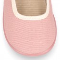 ORGANIC Cotton canvas Girl Mary Jane shoes with buckle fastening.