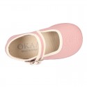 ORGANIC Cotton canvas Girl Mary Jane shoes with buckle fastening.