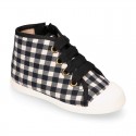 VICHY Cotton canvas kids boot shoes tennis style with shoelaces closure and toe cap.