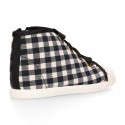 VICHY Cotton canvas kids boot shoes tennis style with shoelaces closure and toe cap.