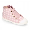 VICHY Cotton canvas kids boot shoes tennis style with shoelaces closure and toe cap.