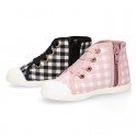 VICHY Cotton canvas kids boot shoes tennis style with shoelaces closure and toe cap.