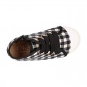 VICHY Cotton canvas kids boot shoes tennis style with shoelaces closure and toe cap.