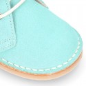 Suede leather kids safari boots with laces in SPRING colors.