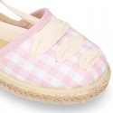 VICHY cotton canvas Girl Dancer style espadrille shoes.