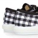 BLACK Cotton canvas Kids Bamba shoes with VICHY SQUARE design.