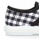 BLACK Cotton canvas Kids Bamba shoes with VICHY SQUARE design.