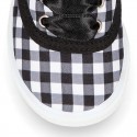 BLACK Cotton canvas Kids Bamba shoes with VICHY SQUARE design.