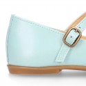 Girl T-BAR Mary Jane shoes in soft Nappa leather with petals design.