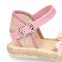 LINEN canvas girl espadrille shoes with FLOWER design.