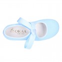 Little Angel style Girl ballet flat shoes in COTTON LINEN with ties closure.
