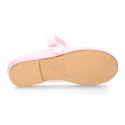 Little Angel style Girl ballet flat shoes in COTTON LINEN with ties closure.