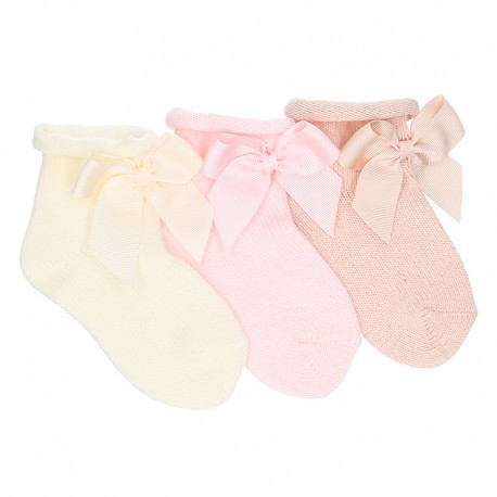 BABY WARM COTTON BOOTIES WITH BOW BY CONDOR.