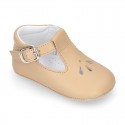 Soft Nappa leather little BABY T-Strap shoes with chopped design.