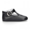 Soft Nappa leather little BABY T-Strap shoes with chopped design.