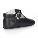 Soft Nappa leather little BABY T-Strap shoes with chopped design.