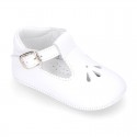 Soft Nappa leather little BABY T-Strap shoes with chopped design.