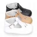 Soft Nappa leather little BABY T-Strap shoes with chopped design.