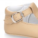 Soft Nappa leather little BABY T-Strap shoes with chopped design.